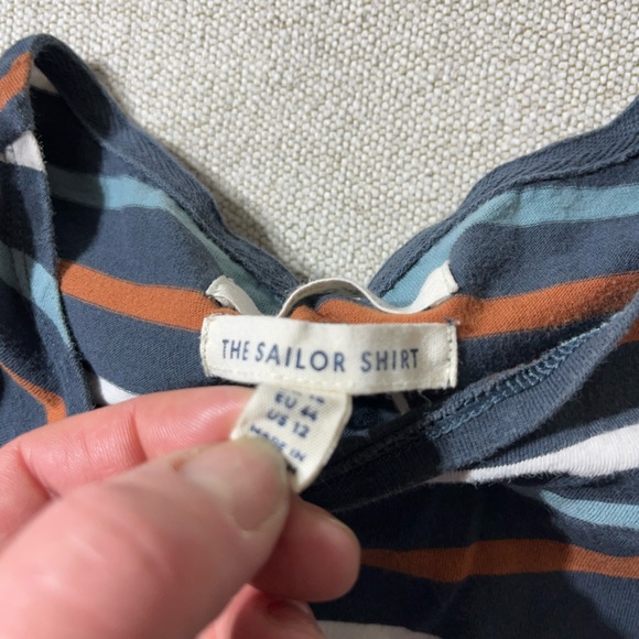 Organic Cotton Sailor Shirt Breton Midnight Sailor Stripes - Picture 8 of 9